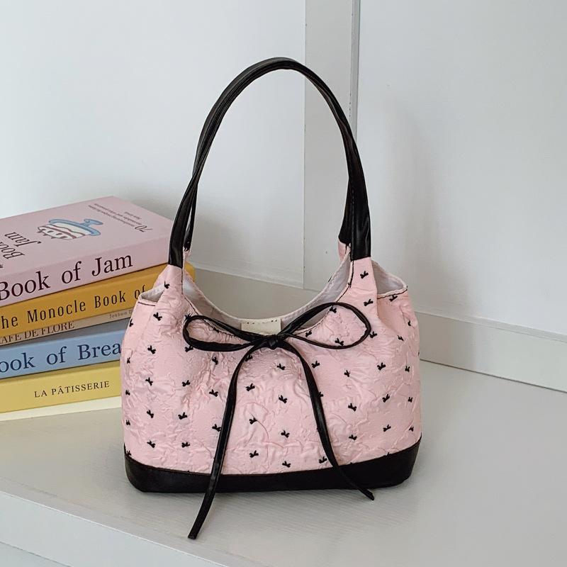Niche bow bag women's new versatile shoulder underarm bag fashionable portable work small bag