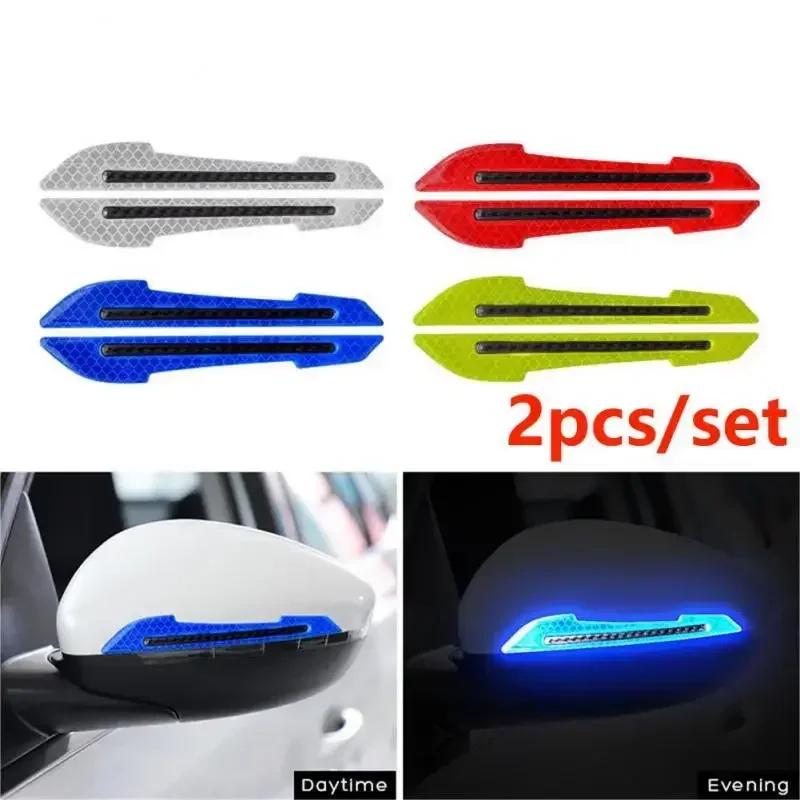 2PCS Car Reflective Sticker Car-styling Rearview Mirror Sticker Safety Warning Reflective Sticker Car Strip Stickers Exterior