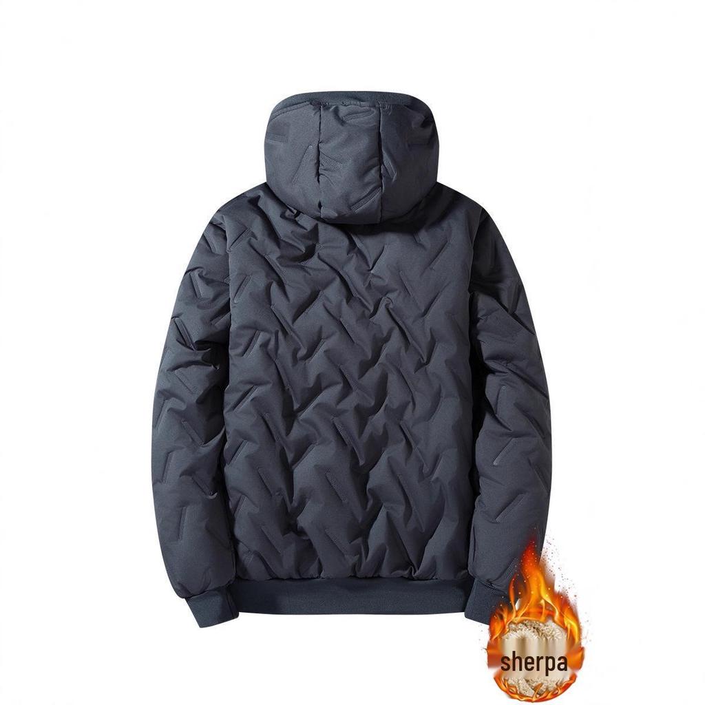 Men's Autumn/Winter Hooded Cotton Jacket - Casual, Warm, Plus Velvet