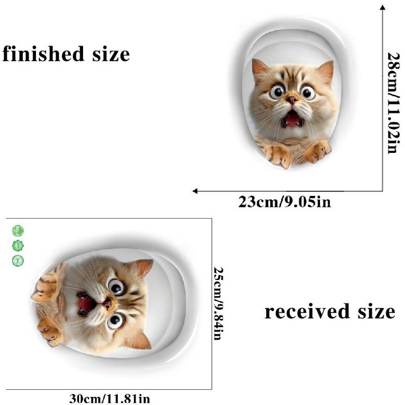 3D Cartoon Vivid Cat Toilet Stickers, Cute Animal Dog Squirrel Toilet Stickers, Bathroom Decoration, Waterproof Stickers