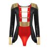Womens Circus Ringmaster Cosplay Bodysuit Long Sleeve Allover Sequin Tail Jumpsuit Halloween Festival Costumes
