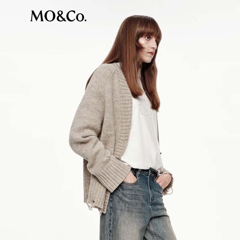 MO&Co. Women's V-Neck Merino Wool Sweater