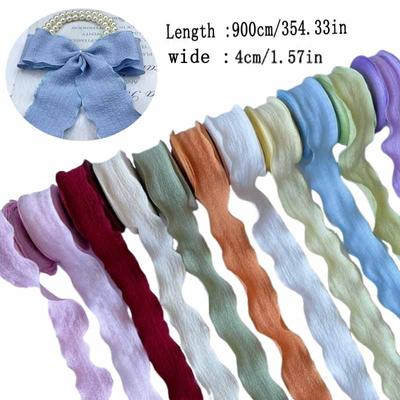 1 rolă 9M Riduri plisate Material panglică Bowknot Mătase cu buchet Ambalare Panglică Cutie cadou Pungă de ambalare