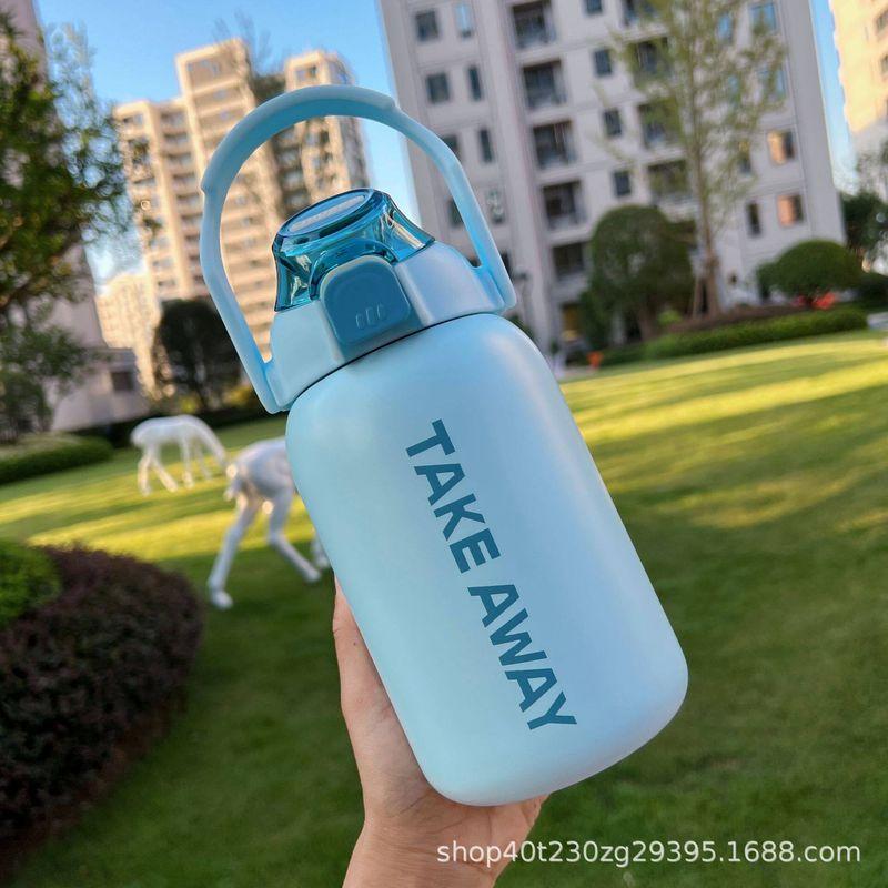 Large-Capacity Thermos Cup for Men and Women, Creative Outdoor Sports Water Bottle, High-Looking, Portable, Pop-Up Straw Water Cup