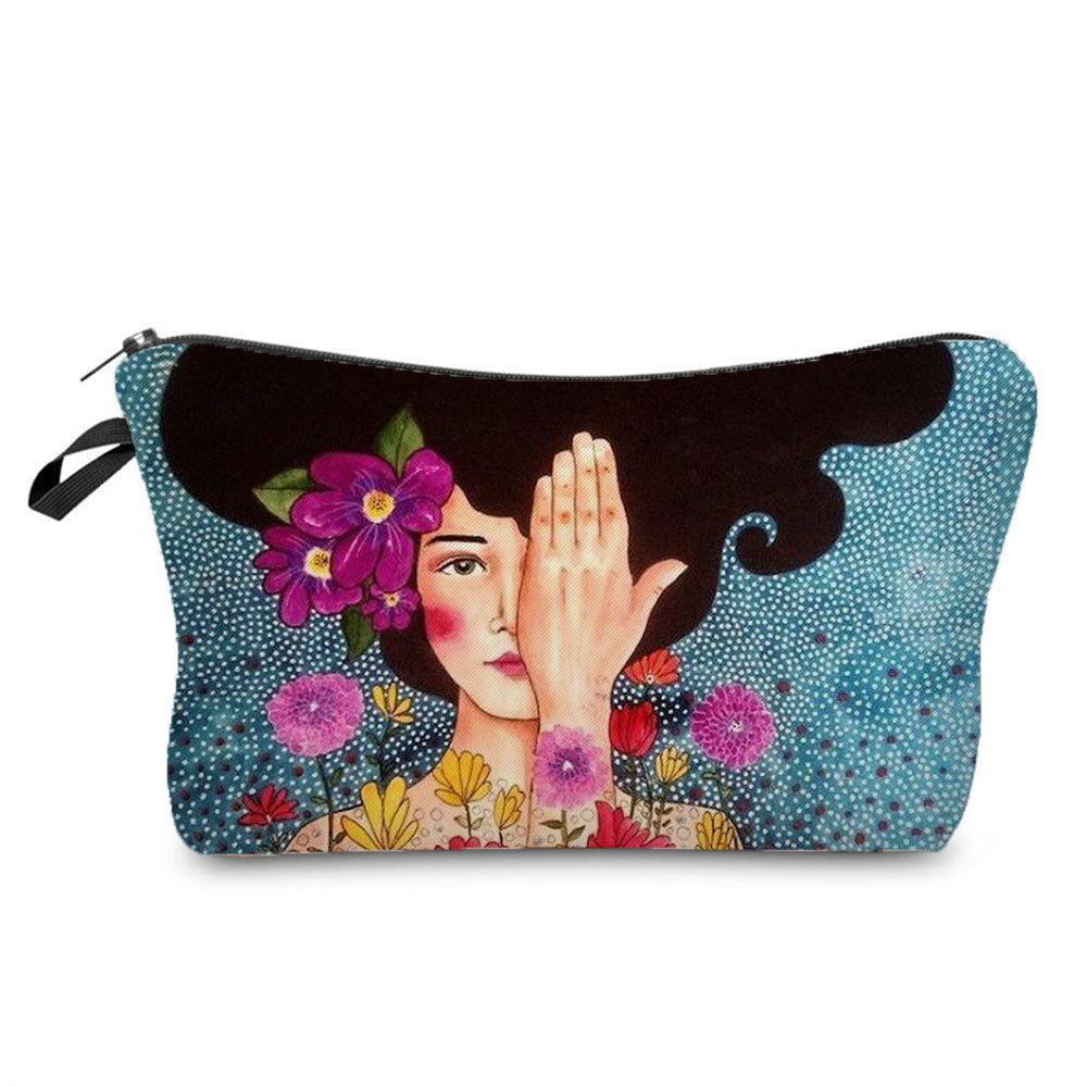 Women Flower Print Cosmetic Bag Toiletries Organize Travel Storage Case 6388