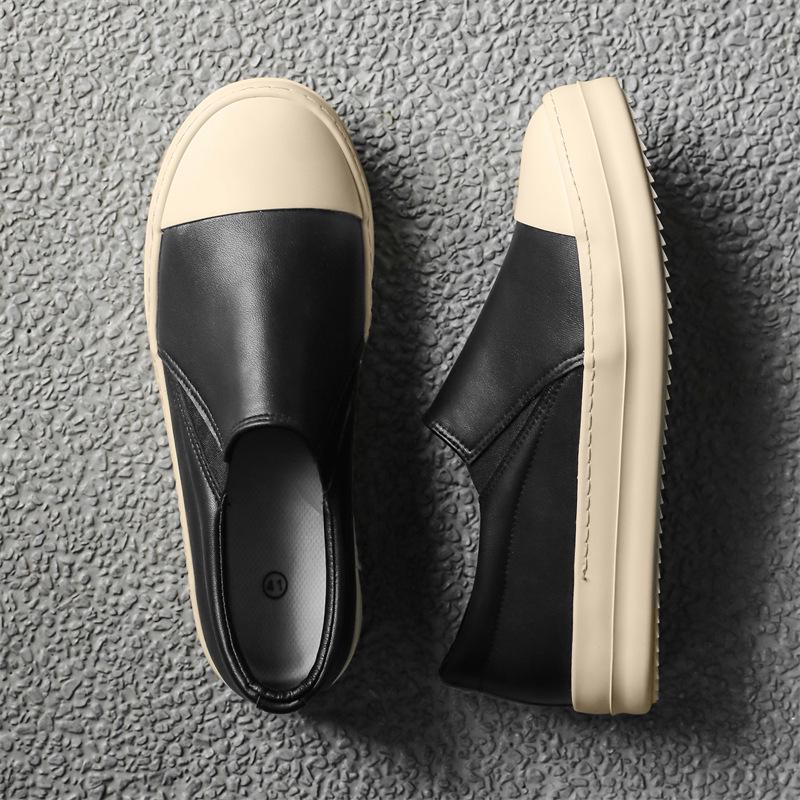 

AFANTING Men s Fashion Leather Slip-On Low-Top Thick-Soled Casual Shoes 40