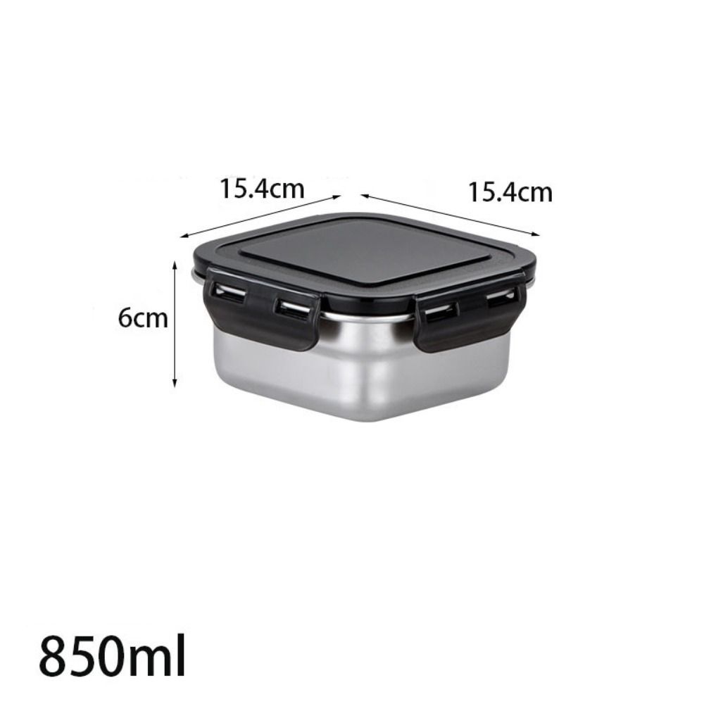 Stainless Steel Sealed Lunch Box Square Food Box Frozen Box Fresh-keeping Box  Microwave