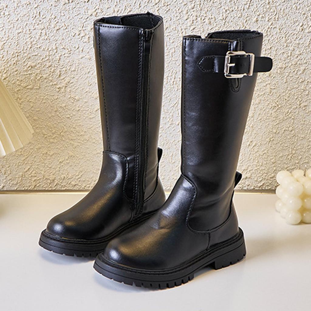 Botas de Niña, Botas Individuales, Correas de Cintura Alta, Botas con Cremalleras Laterales