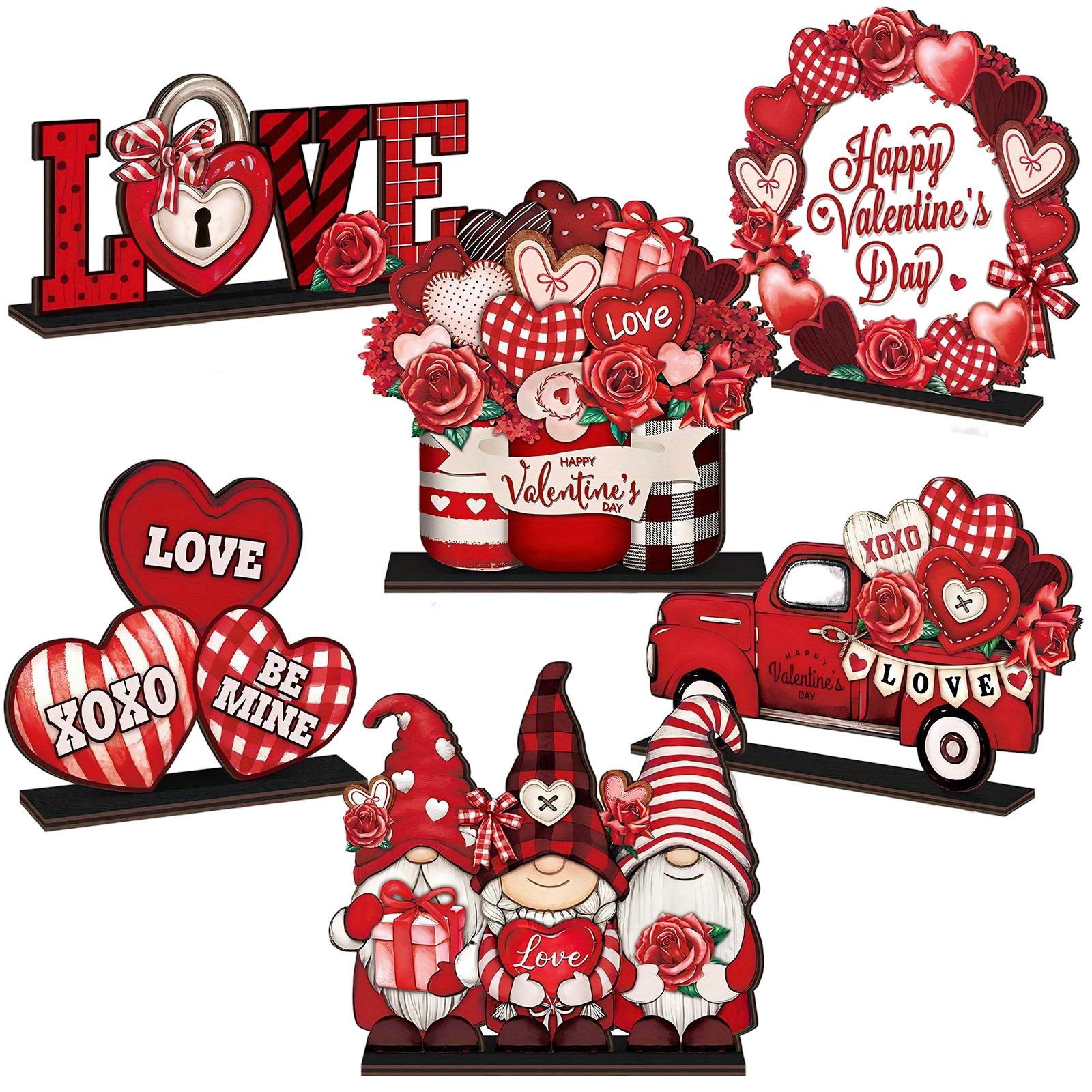 

Love Car And Roses, набор из 6 предметов для украшения стола на День святого Валентина, деревянные поделки