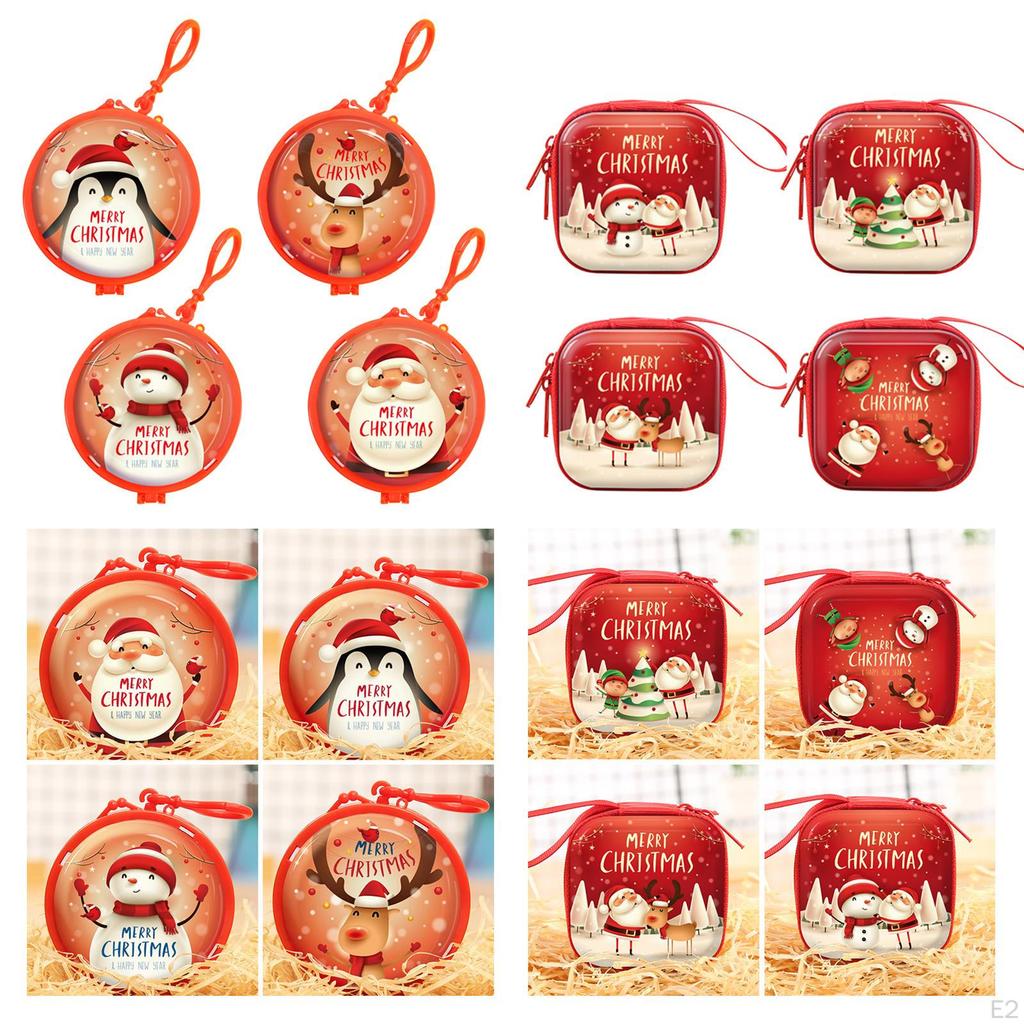 4 Pieces Christmas Coin Purse Plastic Portable Cute Key Holder Small Wallet Case Bag for