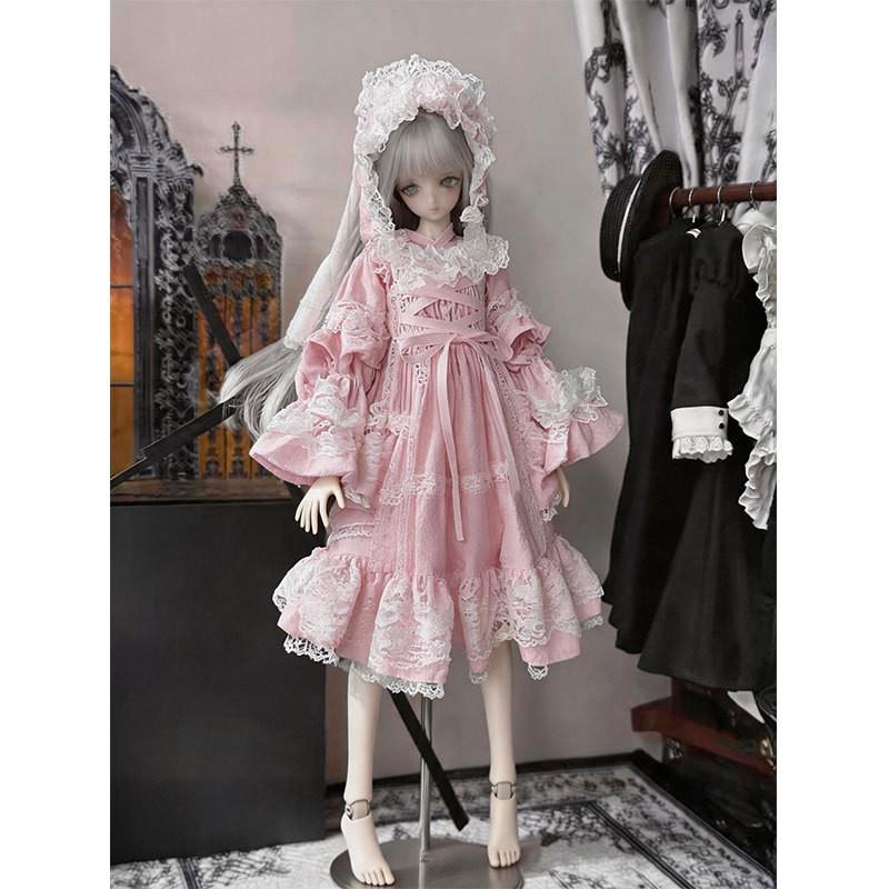 Lolita Dress BJD Dolls 1/3 1/4 1/6 Scale DIY Clothing Pink Fabric Costume Skirt