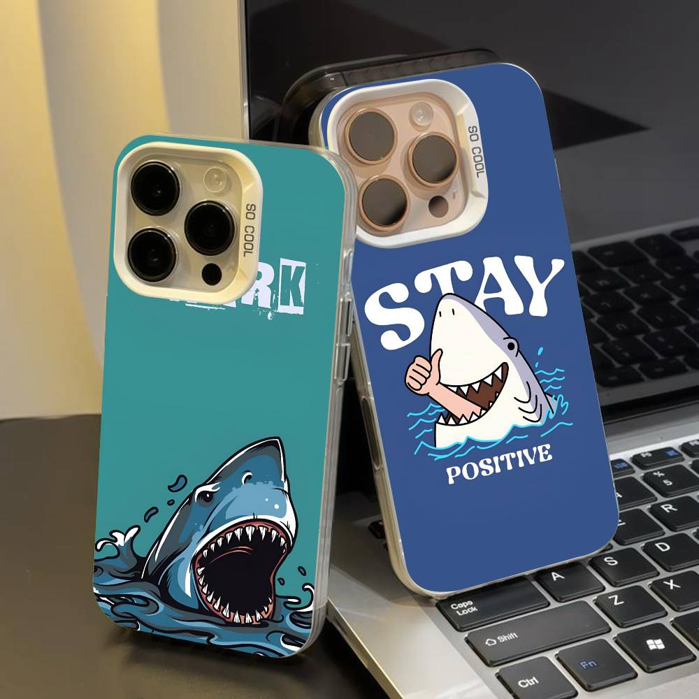 Shark Phone Case for iPhone 17 17Air 16 15 14 13 12 11 Pro Max Plus Colorful Silver