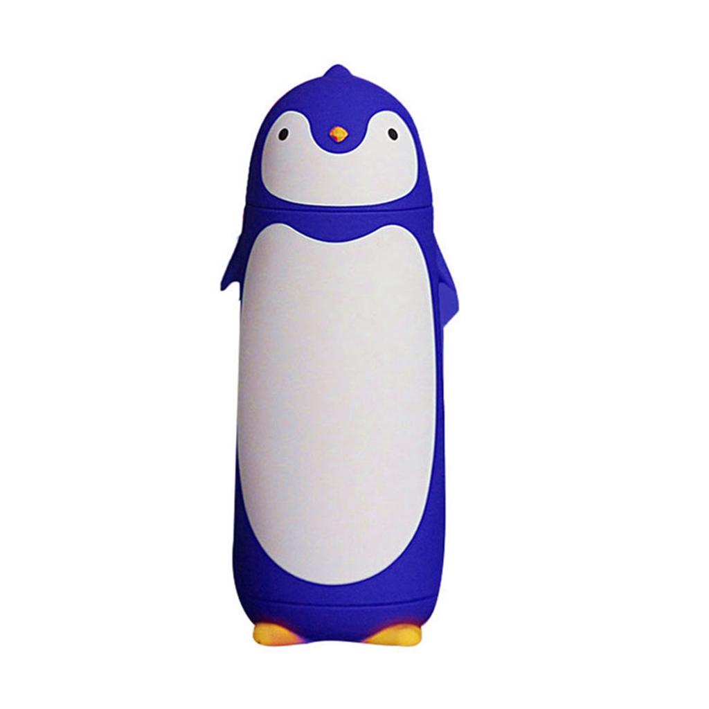 Water Bottle Penguin Design Heat Insulation 300ml Portable Water Cup for Outdoor Blue