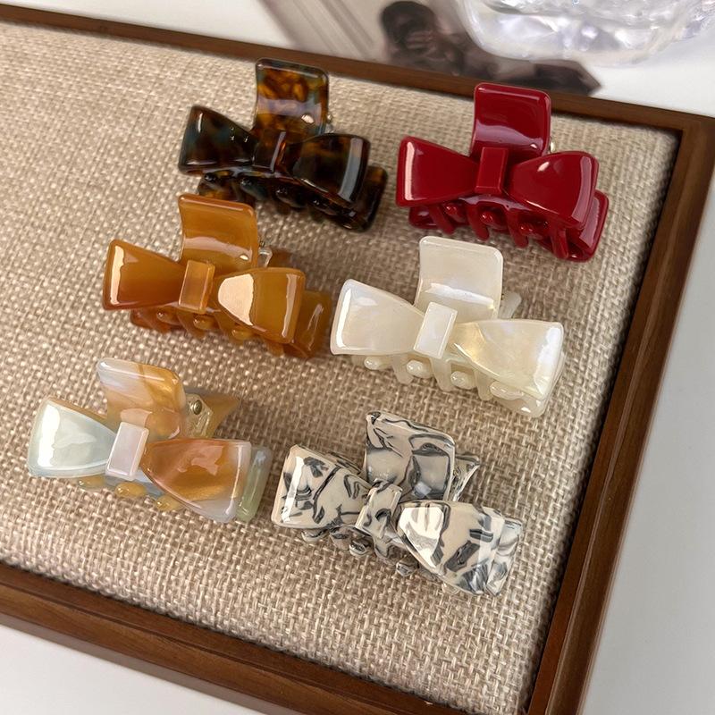 Retro Sweet Bow Acetate Small Hair Claw Bangs Clip Colorful Hairpin for Women Girls Beautiful Barrettes Fashion Hair Accessories
