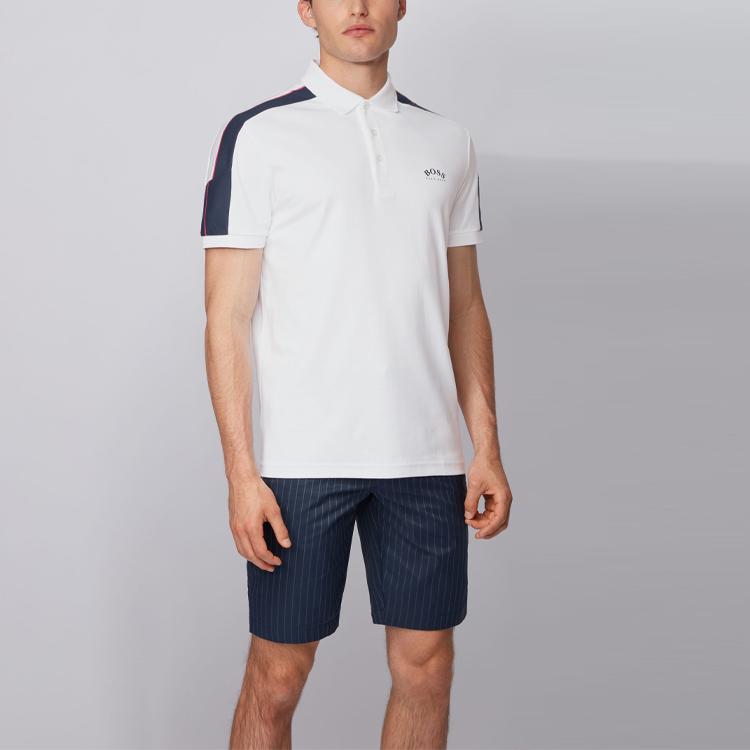HUGO BOSS Polo Shirts Men's White Polo Collar Moderate Straight Fit 50430628-100
