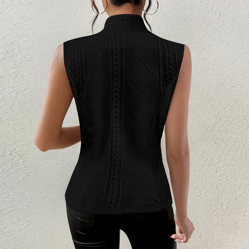 Kadın Modası Düz Renk İş Seyahati Düğmeli Yelek Yelek Üst