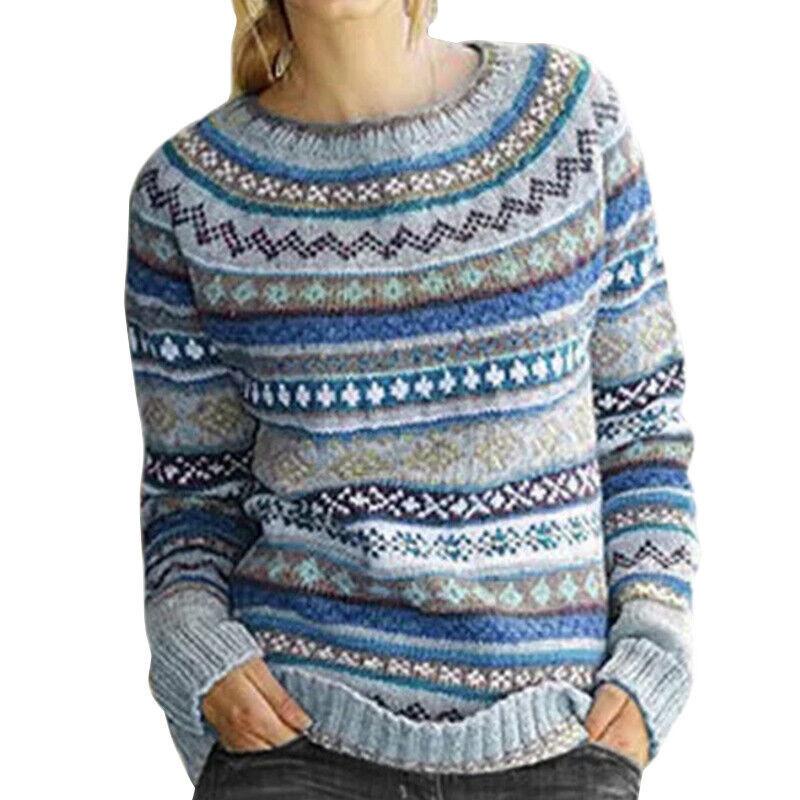 

Sweater Knitted Womens Pullover Ladies Winter Warm Jumper Blouse Tops S5x Size L синій