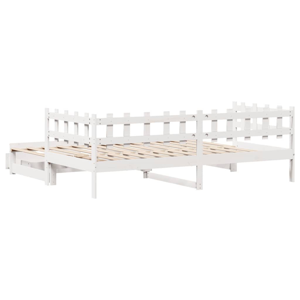 Daybed Pull out with Drawers without Mattress White 90x190cm