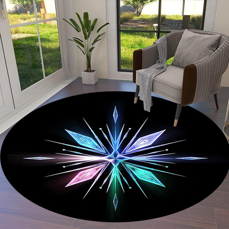 1pc Icy Crystal Snowflake Round carpet, Made of Polyester,Office Chairs, Living Rooms, Or Bedrooms, a Cool Rug for The Living Room.ydt26085