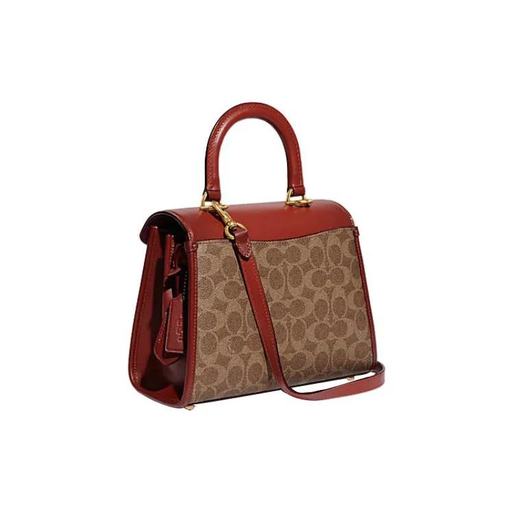 Coach SAMY Cow Leather PVC Shoulder Bag , Crossbody Bag , Handbag Medium Women's Brown Red (Unisex) Handbags CH724 B4NQ4