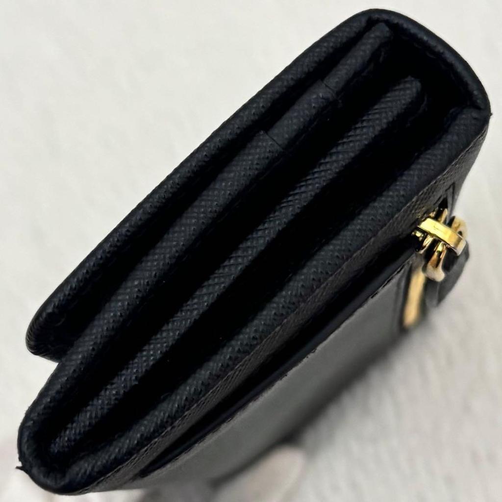 Used Excellent Condition  RFID Built-in PRADA Saffiano Long Wallet with Pass Case, Black