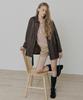 LEFTSEOUL Synthetic Leather Belted Half Jacket [Brown]