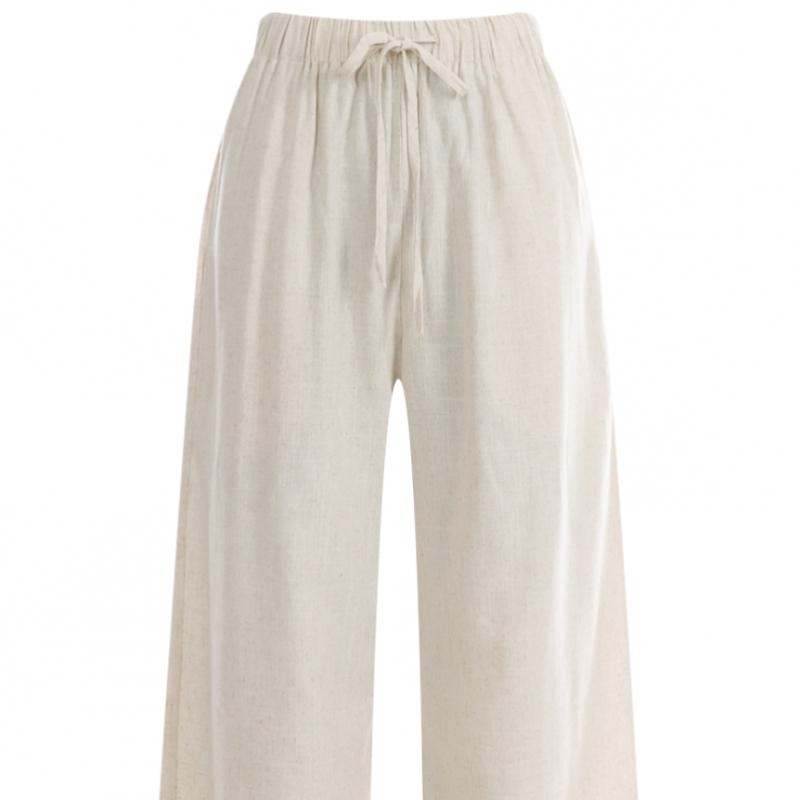 Shop Women Linen Wide Pants Cool Banding Pants Sky Pic Wpt 11877