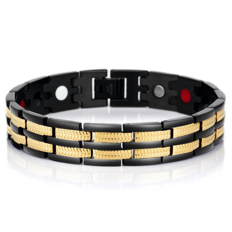 Mens Titanium Steel Geometric Bracelet With Magnetic Therapy Elements Daily Wear Outdoor Activities
