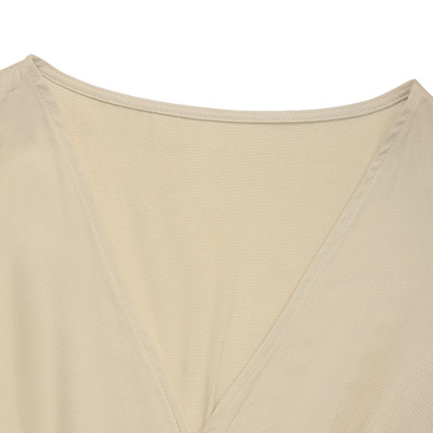 YYFS Women's Fashion Summer Spring Solid Color Print Short Sleeve V-Neck High Waist Casual Dresses