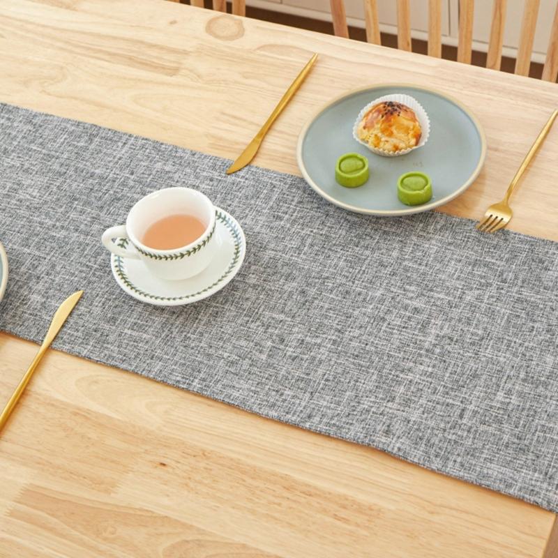 Fold Resistant Polyester Table Runner Not Slip Plan Fade Proof Dyes Contemporary Dining Deck