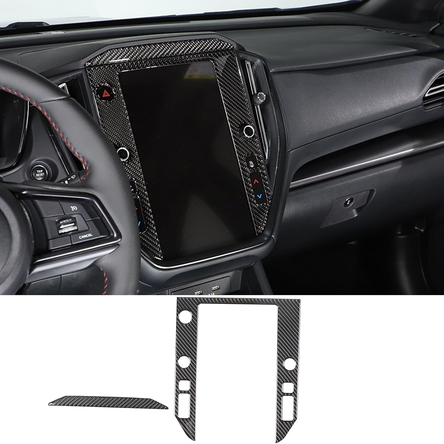 

Soft 3D Real Carbon Fiber Car Center Console Display Trim Cover Sticker Trim Decor Trim Kit Compatible with Subaru WRX 2022 2023 Navigation Screen чёрный