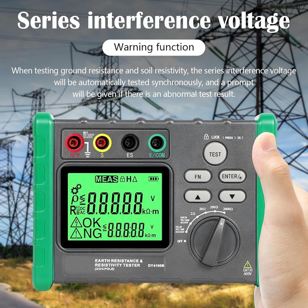 DY4100 Digital Meg-ohmmeter Meters Earth Resistance Meters Tester Cable High Voltage Meter Ground Resistance Insulation