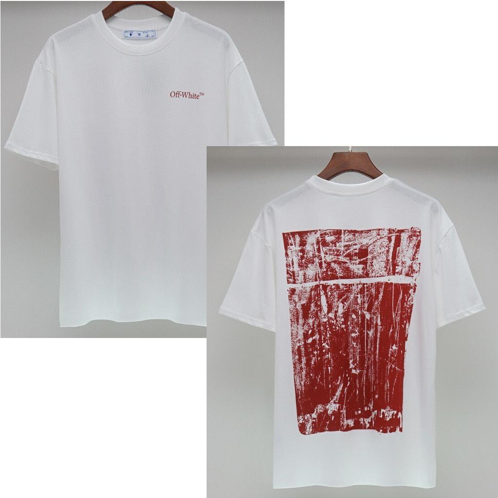 2061 Off-White Letnia Męska i Damska Bawełniana Koszulka z Nadrukiem Oversize Street Wear