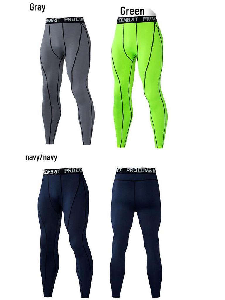 Men's Quick-Dry Compression Sports Pants: Tight, Breathable, High Elasticity for Basketball, Football, Running, and Fitness Training.