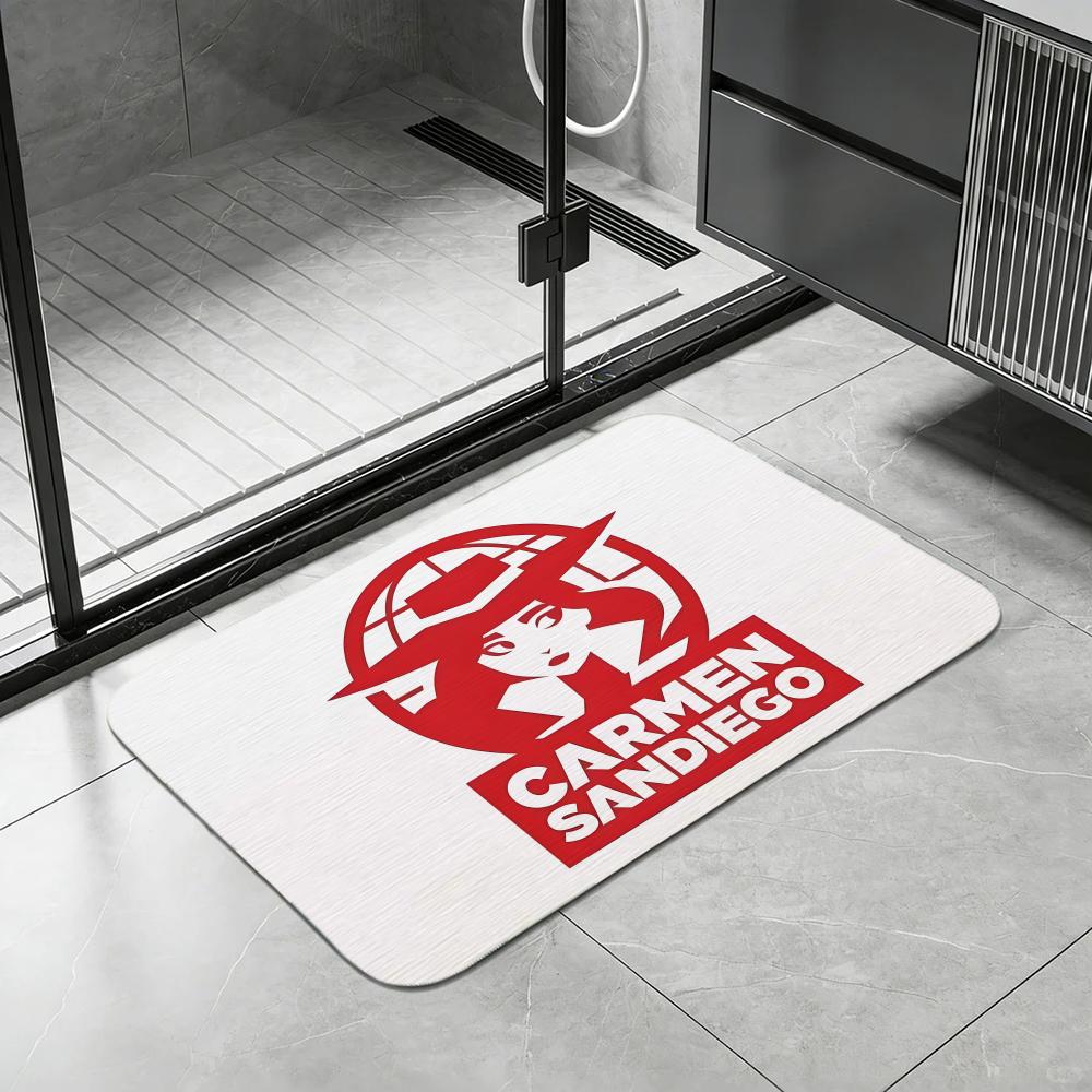 Floor Mat Diatomite Bath Mat, Quick Dry, Absorbent, Multi-Scene Mat Anime C-Carmen S-Sandiego