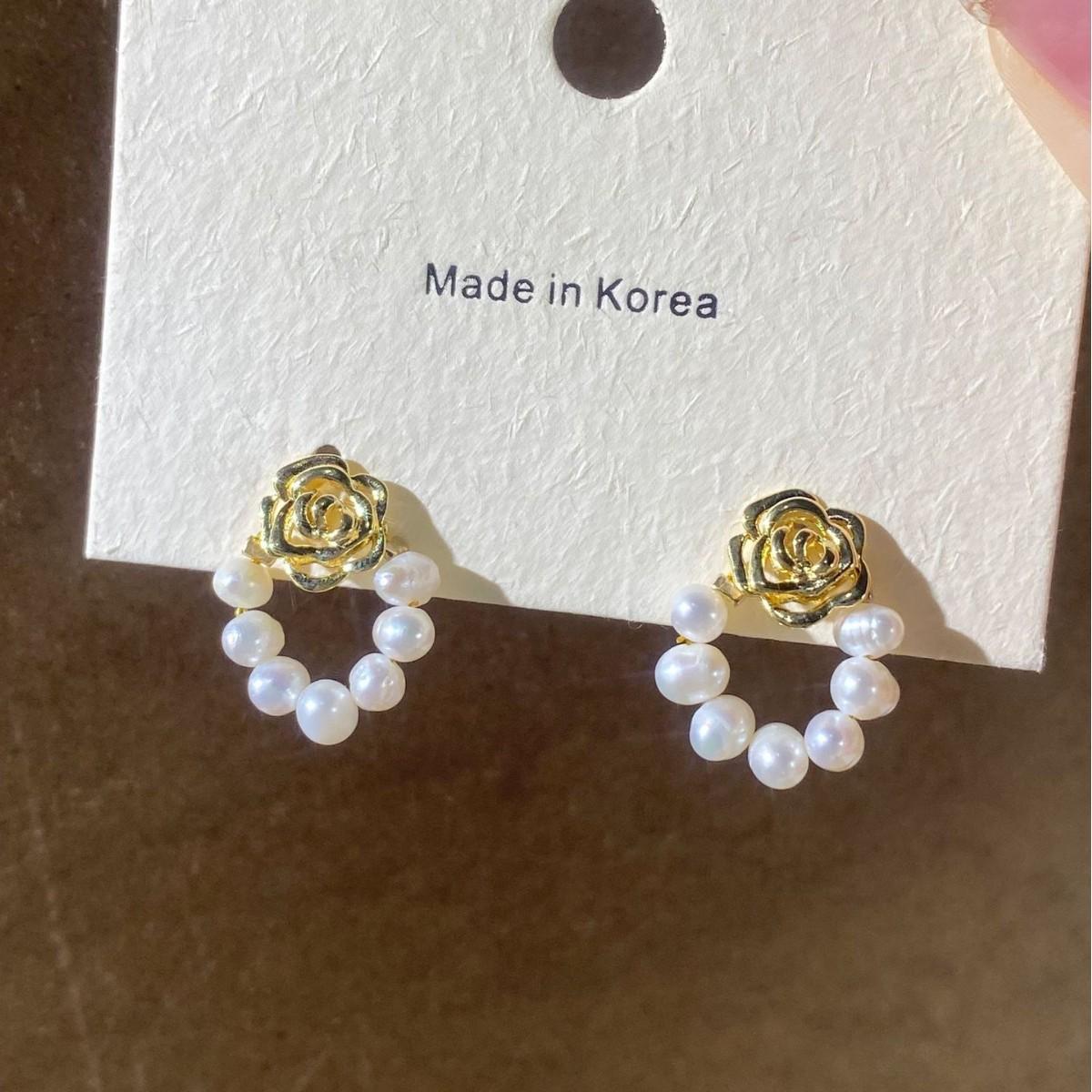 Elegant Rose & Pearl Stud Earrings - Sophisticated, Fashionable and Versatile