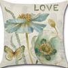 Retro Plant Floral Print Linen Pillow Case Home Living Room Sofa Car Cushion Pillow