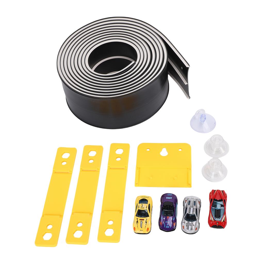 ible Race Car Track Rolls Up Portable   Track Racetrack Toy with 4 Cars for 3 To 10 Years Old Boys