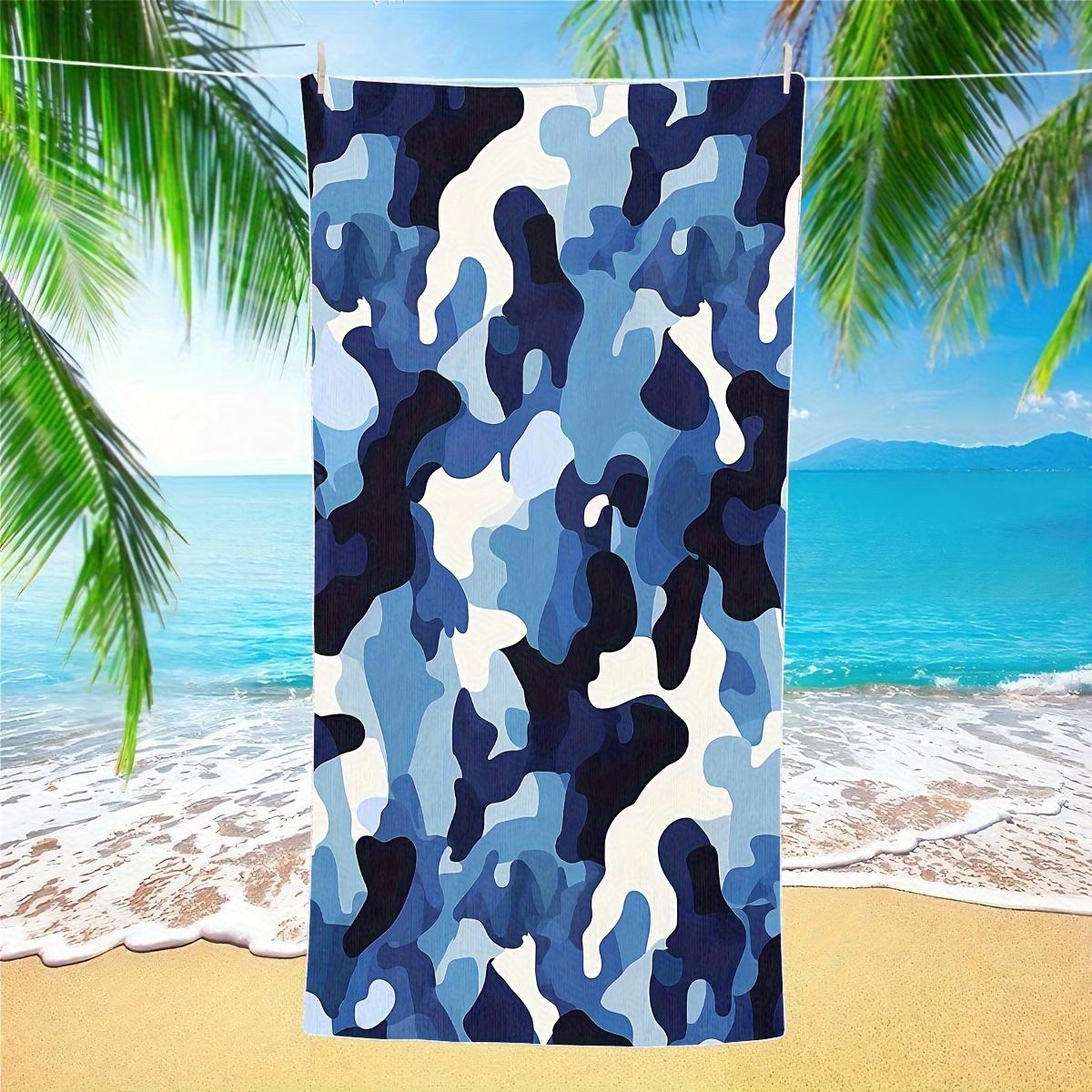 

Blue Camo Bath Towel - Stylish Camouflage Design,Soft Absorbent,Perfect for Summer Adventures,Adds Cool Vibes to Your Beach Days 50x100cm
