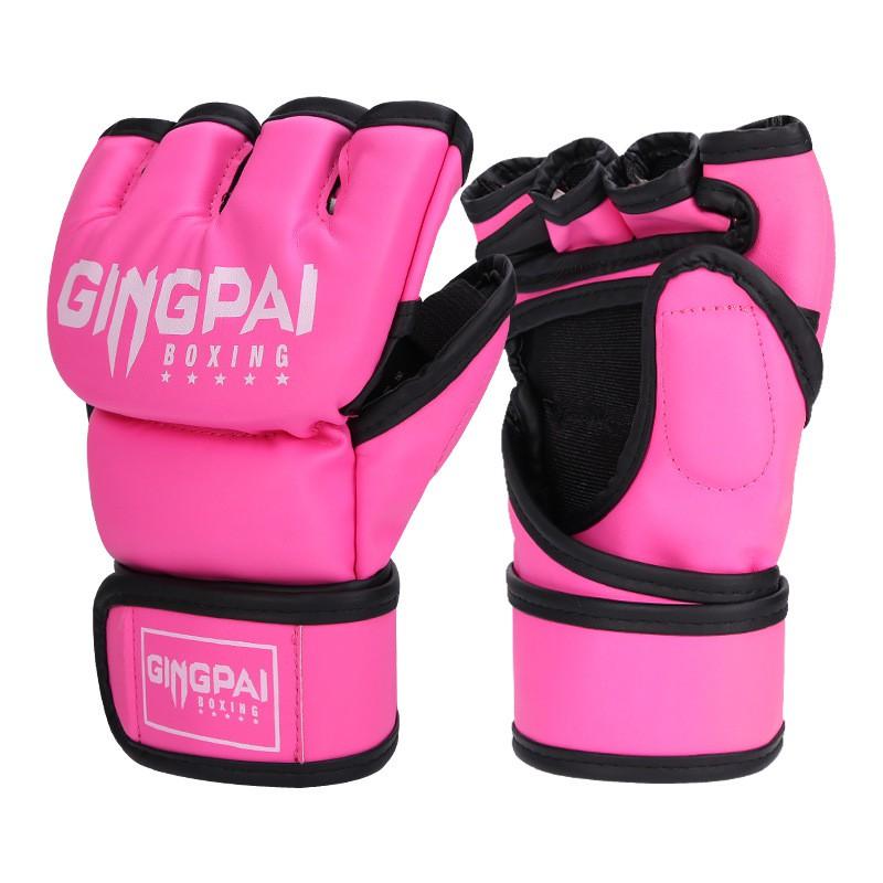 Half-Finger Boxing Gloves MMA Kickboxing Muay Thai Training Sandbag Punching Adult Unisex PU Leather
