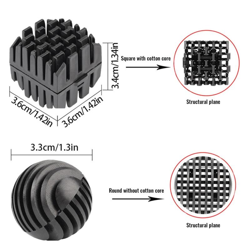 Aquarium Filtermedien-Kits Biobälle Filtermedien Quadratisch/Rund für Süßwasseraquarien Teich Meerwasser 50/100 Stück X3UC