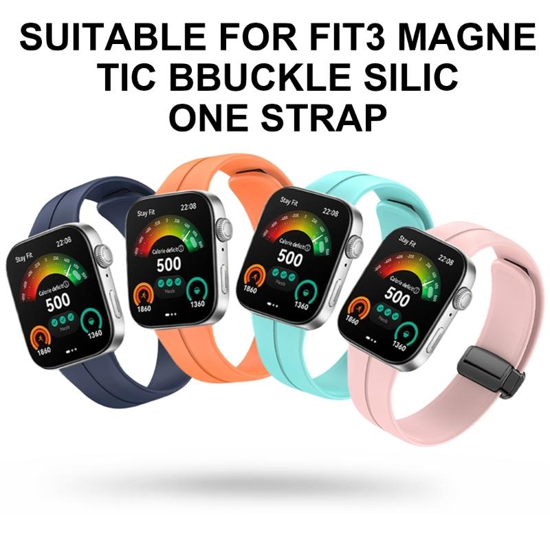 Comfortable Silicone Band with Magnetic Lock Breathable Accessory Sweat Resistant Silicone Watch Strap for Watch Fit3
