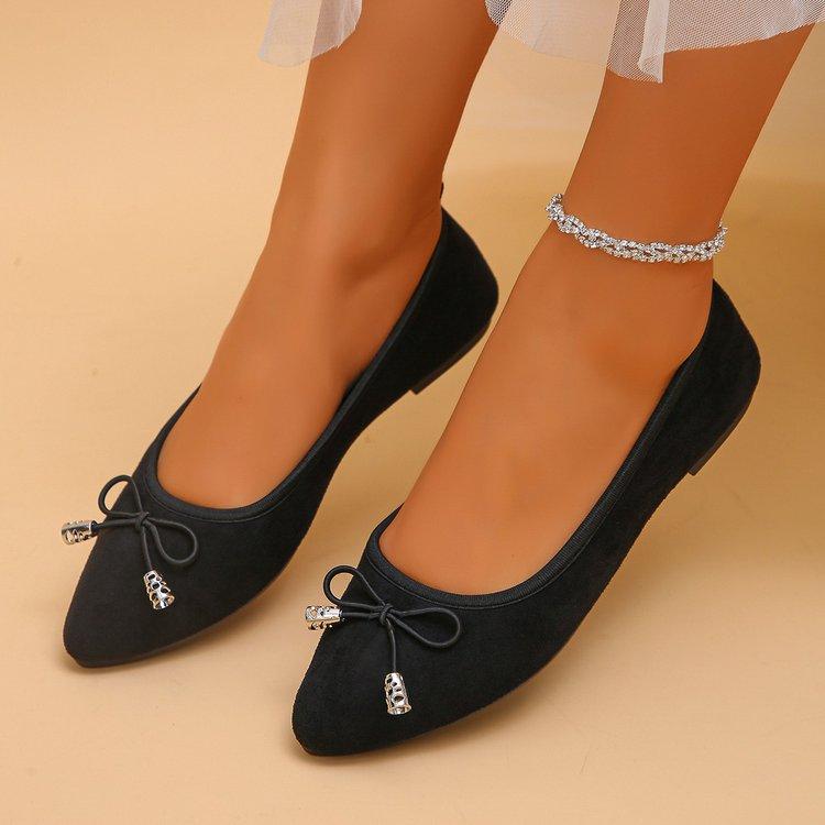 Women's Bowknot Decor Ballet Flats Pointed Toe Slip-On Elegant Dress Shoes for Office Wedding Party Daily Casual Footwear