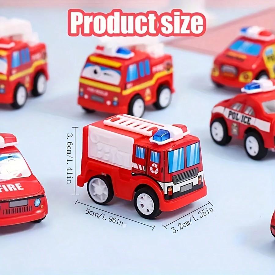 10pcs Cartoon Mini Pull Back Fire Truck Police Car Toys For Birthday Party Favors Bags Reward,Color Random,Police Car,Toys,Mini Toys,Tiny Toys