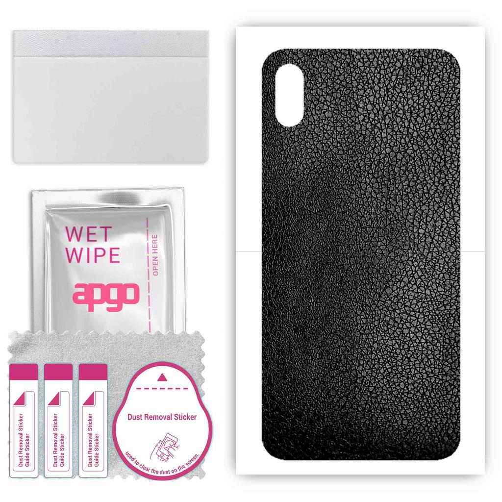 apgo Autocolant de protecție pentru spate compatibil cu Apple iPhone XS Max, folie, folie, vinil - model piele neagră