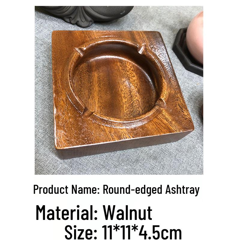Luxury Wooden Walnut Ashtray with Storage - Ideal for Living Room & Hotel