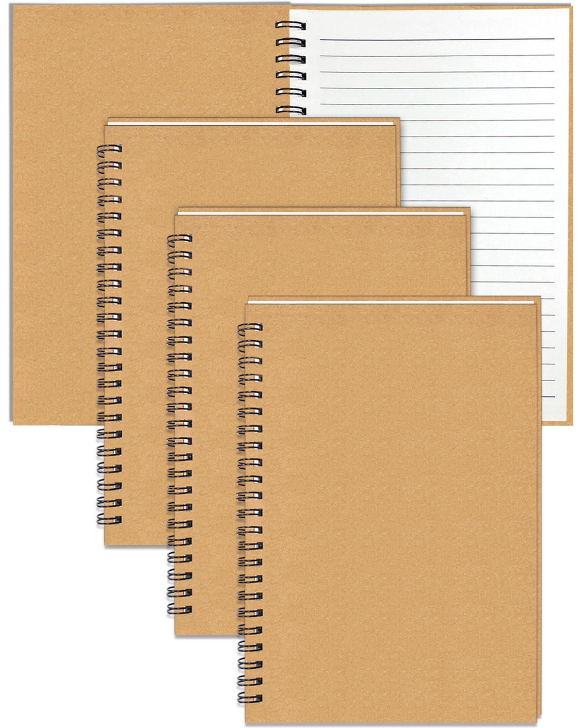 Fashion Kraft Cover A5 Kraft Cover Spiral Notebook Journal College Ruled Notebooks (Brown,60 Pages)