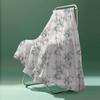 Summer Women's White Floral Chiffon Maxi Skirt Pleated High Waist A-Line Casual Skirt