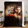 Jesus Lion Portrait Blanket  Printed Blanket for Living Room Bed Couch Lunch Break Soft Cozy Blanket for Friend's Festival Gift
