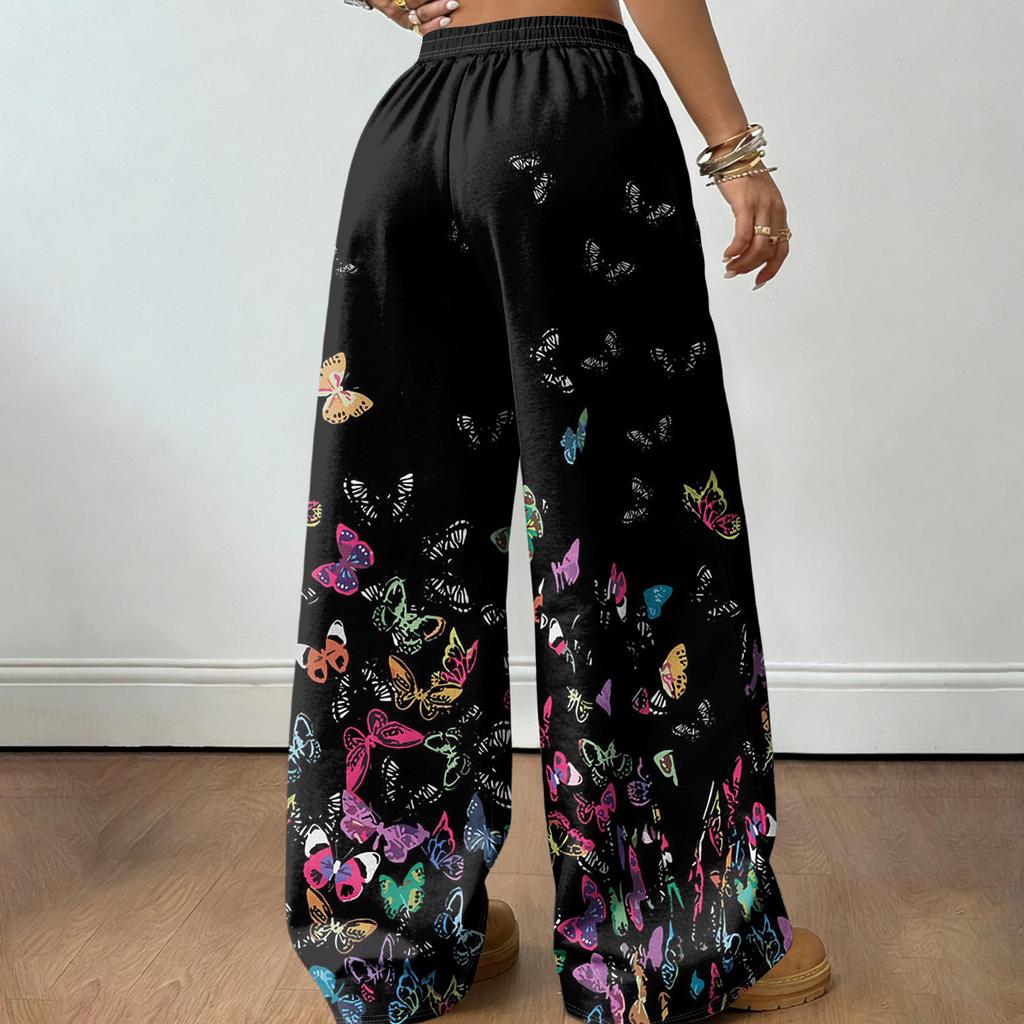 Women's Casual And Fashionable  Elastic Waist Loose Wide Leg Pants